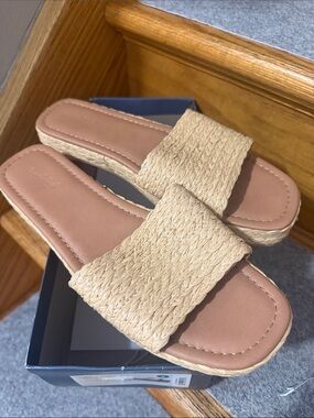Universal Thread Straw Slide Sandals - Neutral Tan
